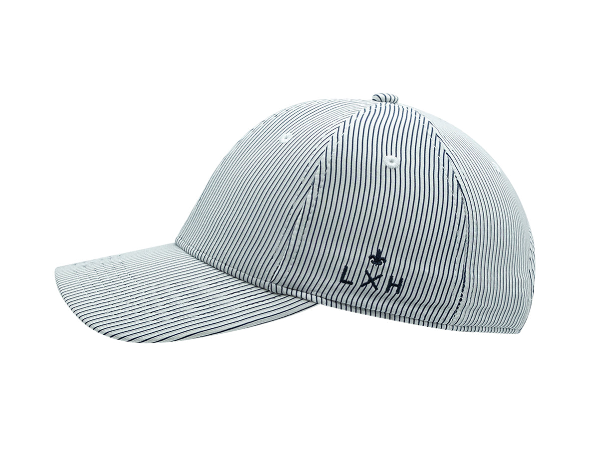 Casquette rayée bleu marine LXH avec visière pour un style décontracté et moderne