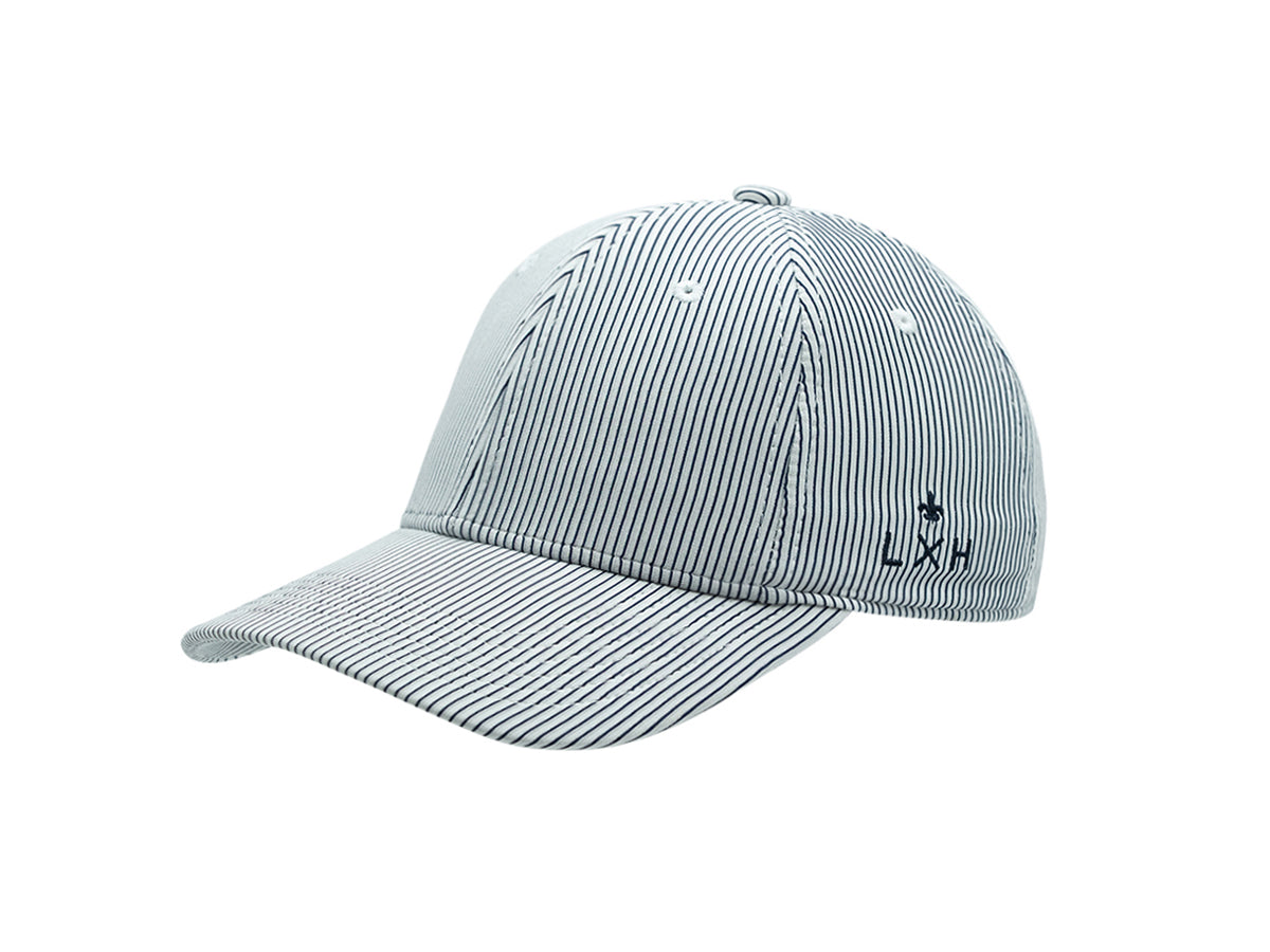 Casquette rayée bleu marine de LXH avec visière curvée pour un style décontracté