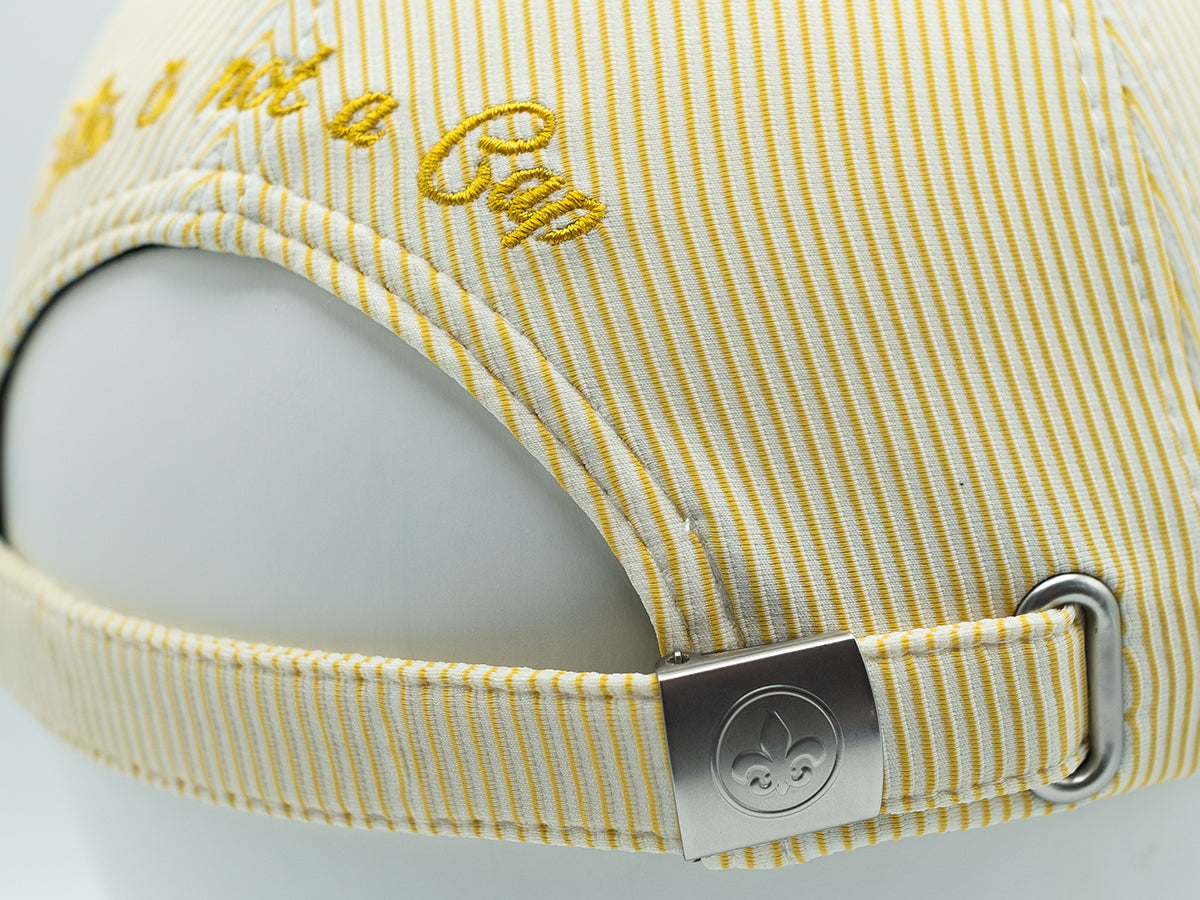 Casquette rayée jaune premium de LXH avec broderie et attache arrière en métal