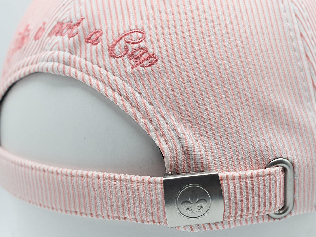 Casquette rayée rose femme de LXH avec ajustement à l'arrière et broderie élégante