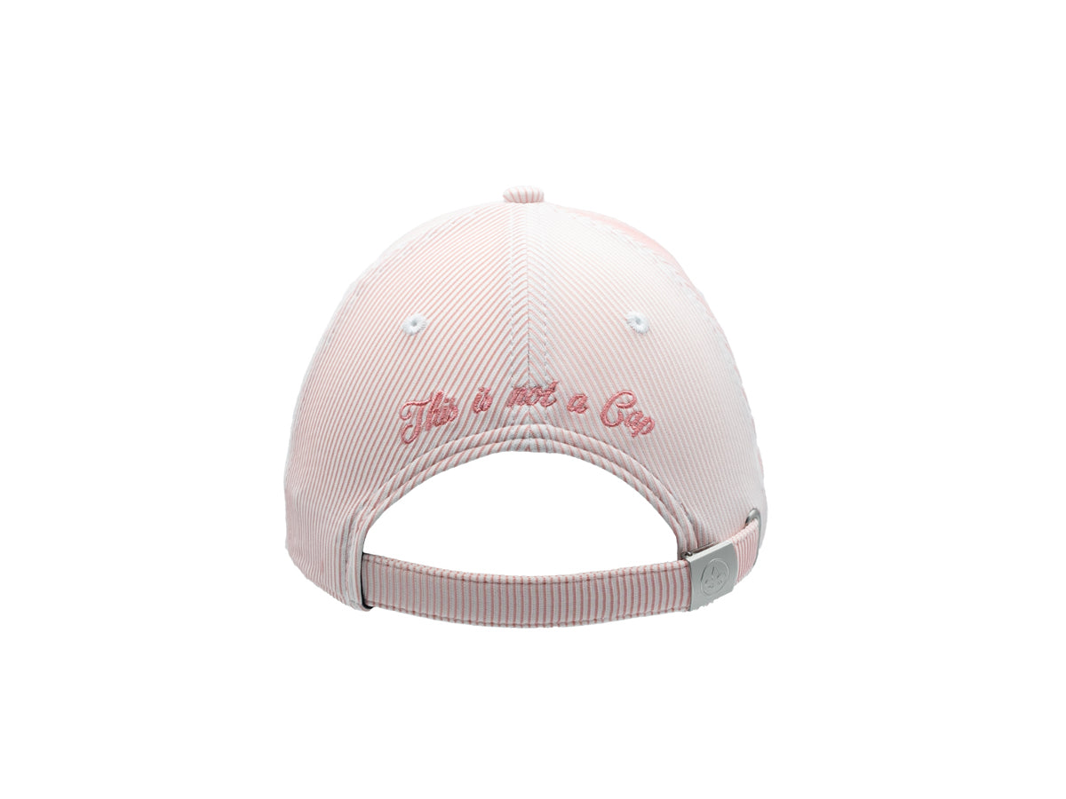 Casquette rayée rose femme avec broderie à l'arrière et fermeture réglable