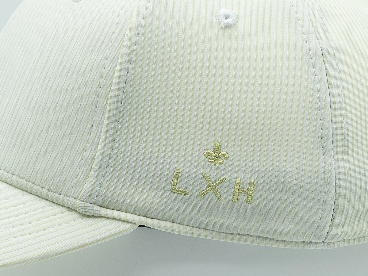 Casquette rayée vert clair LXH avec broderie élégante pour une touche moderne