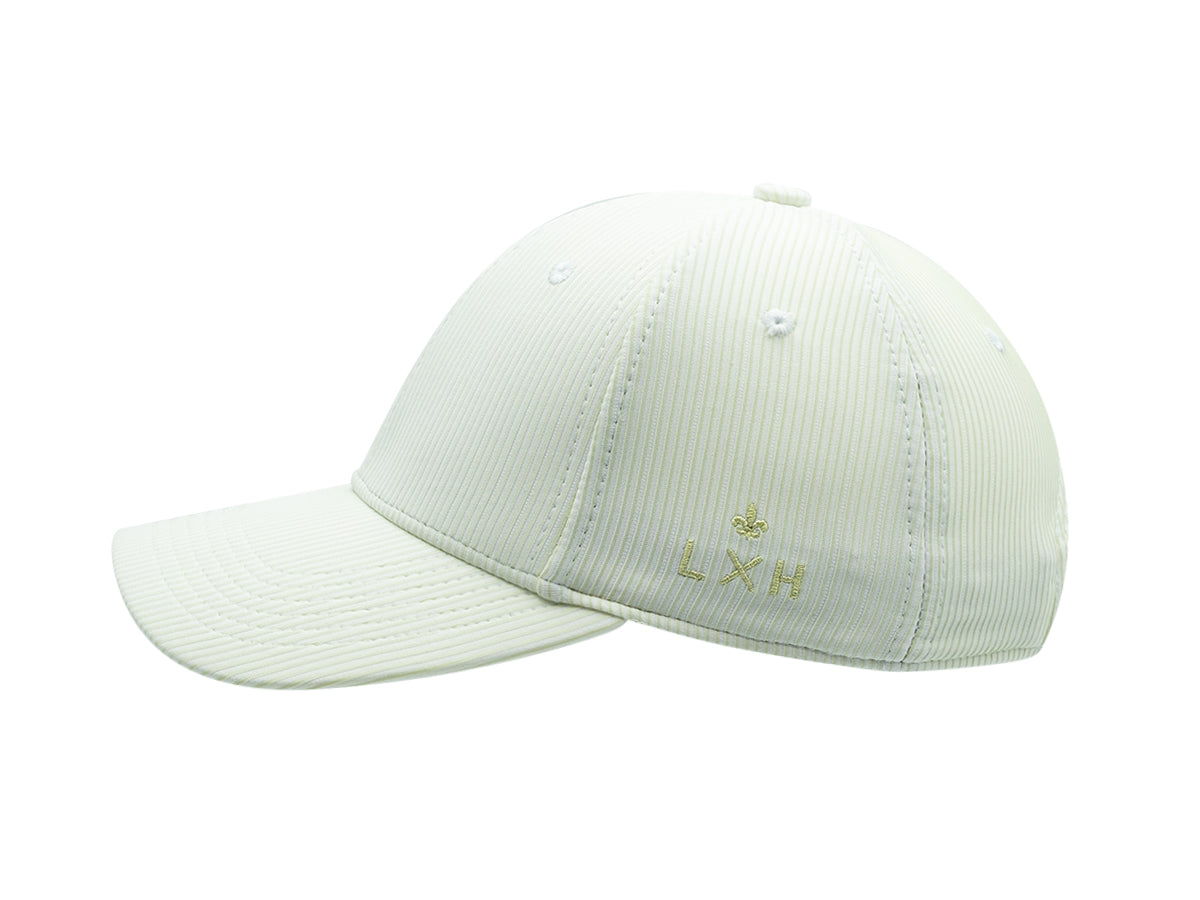 Casquette rayée vert clair de marque LXH avec logo brodé et visière incurvée