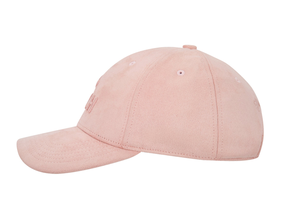 Casquette suédine rose LXH avec visière courbée et logo brodé pour un style décontracté
