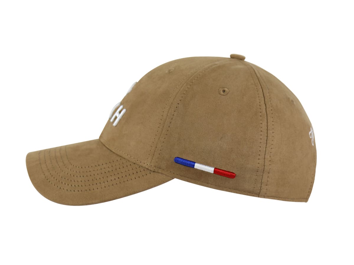 Casquette Suédine Camel LXH avec détail tricolore et style décontracté