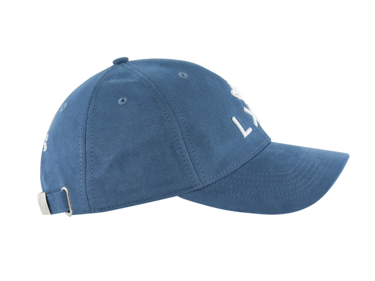 Casquette suédine bleu canard LXH avec broderie et fermeture réglable à l'arrière