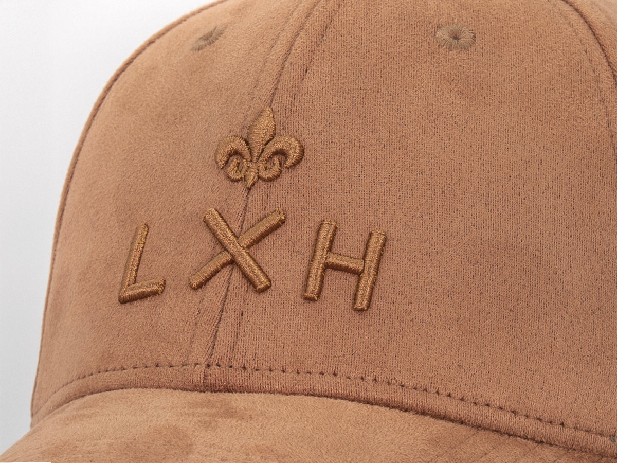 Casquette suédine camel homme avec logo brodé LXH sur le devant