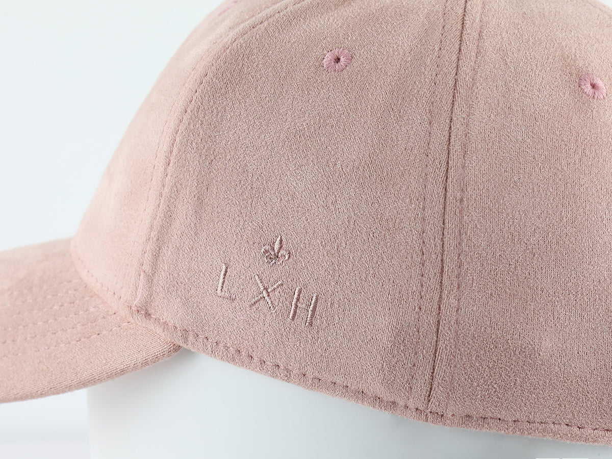 Casquette suédine rose femme de la marque LXH avec logo brodé sur le côté