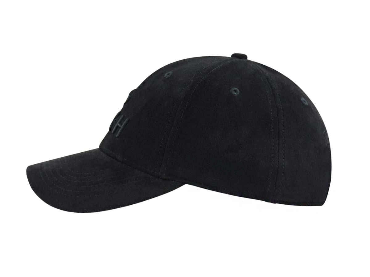 Casquette Suédine Sans Ligne Ton sur Ton Noir de la marque LXH avec visière courbée