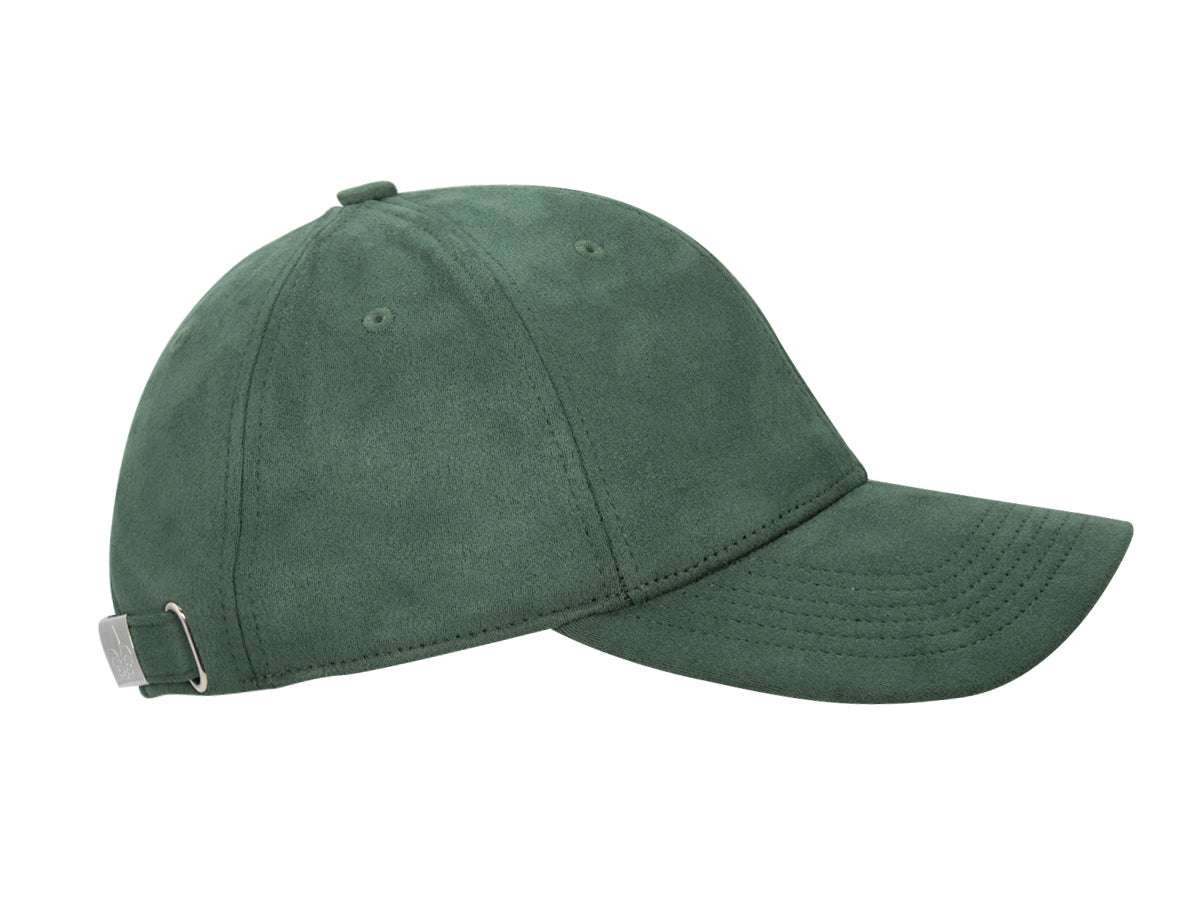 Casquette suédine vert foncé de LXH avec couronne en suédine douce et visière ample