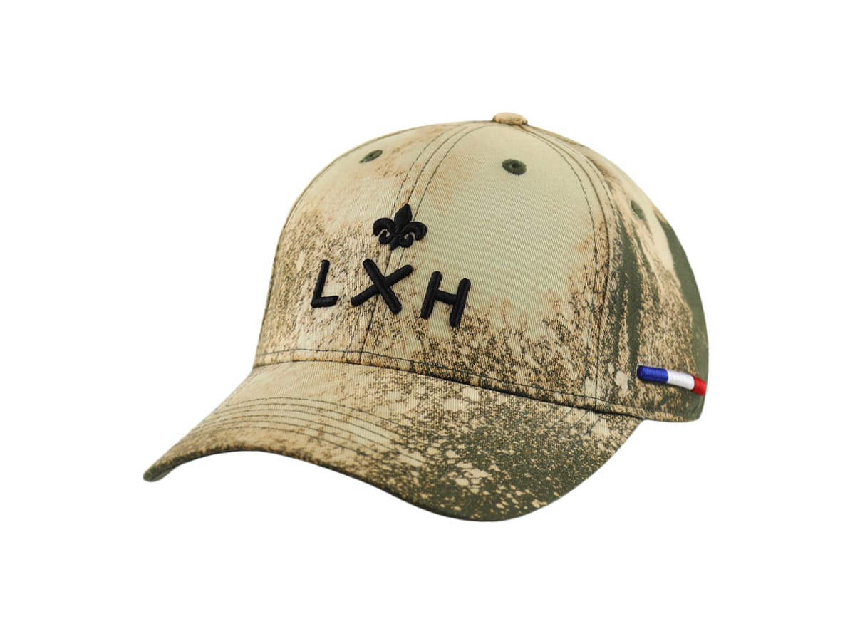 Casquette tie and dye kaki LXH avec logo brodé et détails tricolores
