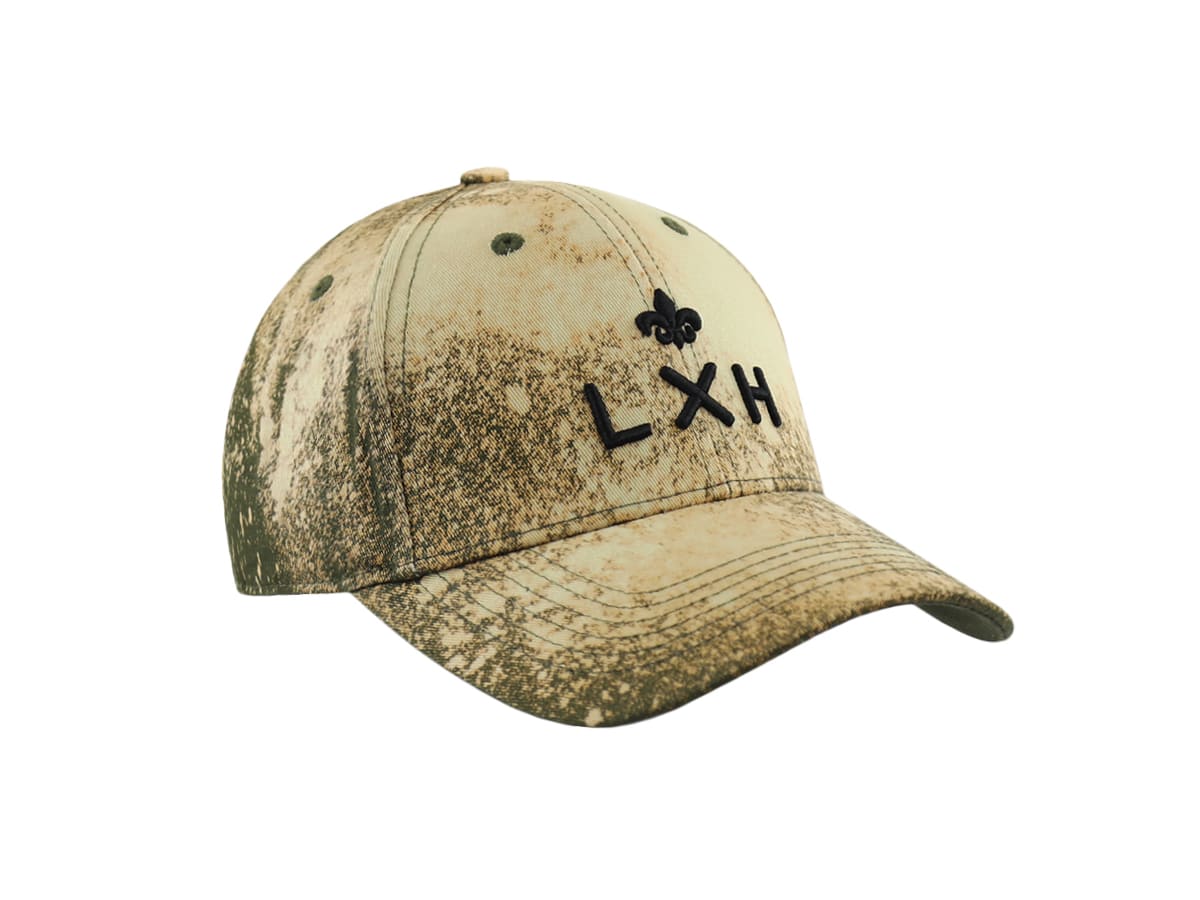 Casquette tie and dye kaki LXH avec un design tendance et logo brodé sur le devant
