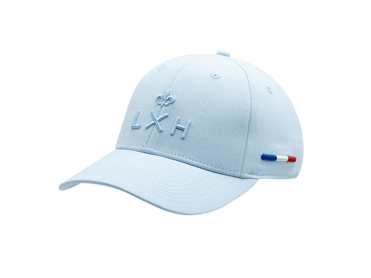 Casquette LXH Ton sur Ton Bleu Ciel avec logo brodé et drapeau tricolore sur le côté