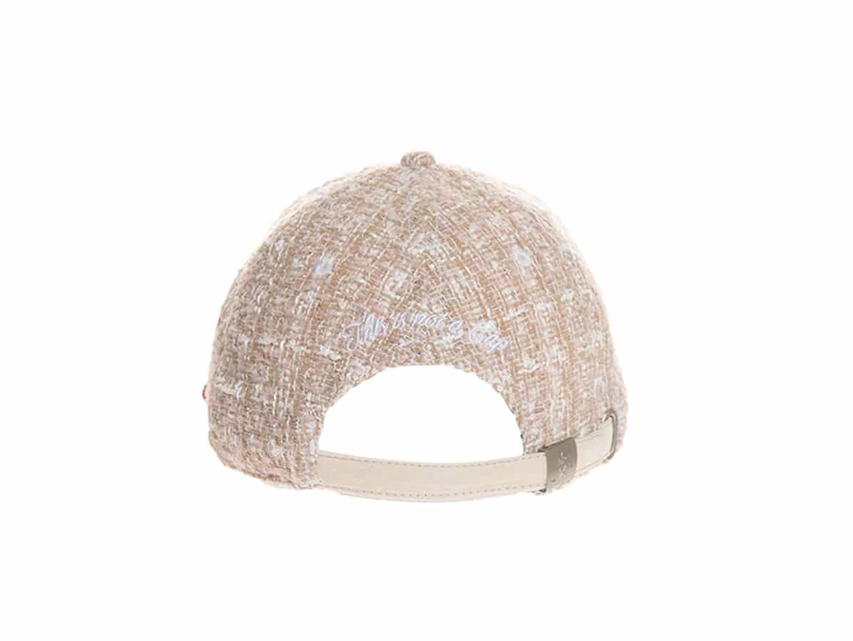 Casquette LXH Tweed Beige vue de dos avec fermeture ajustable en cuir