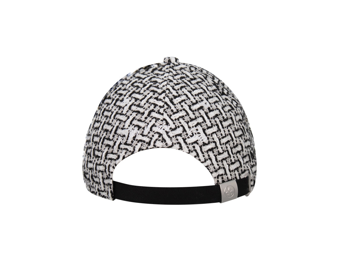 Casquette tweed blanc homme avec un motif chic et une fermeture ajustable à l'arrière