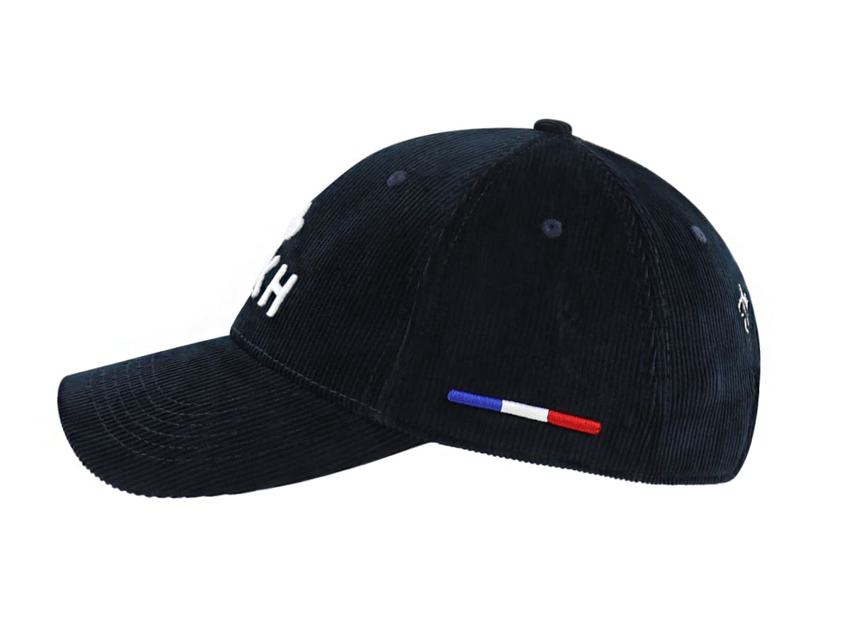Casquette LXH en Velours Côtelé Bleu Marine avec design brodé tricolore française