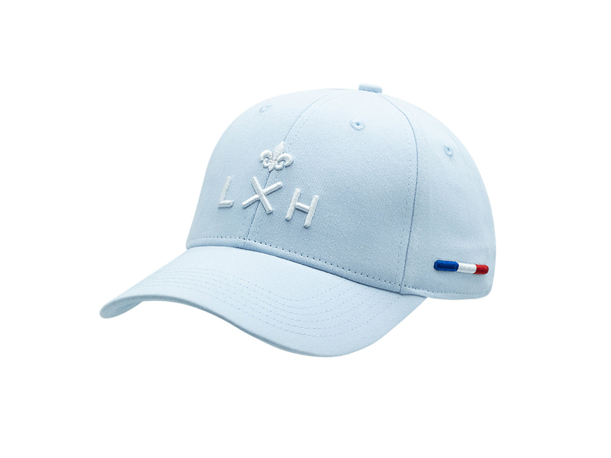Casquette LXH en coton bleu ciel avec logo brodé et détails tricolores
