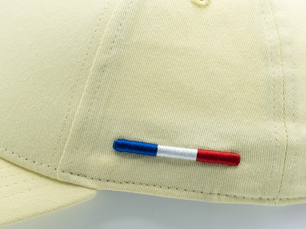 Casquette LXH en tissu Coton Pop Jaune Citron avec broderie tricolore bleue blanche rouge