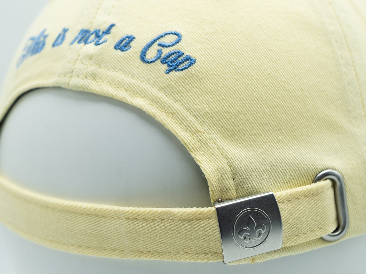 Casquette Coton Pop Jaune Citron LXH avec fermeture métallique réglable et broderie bleue
