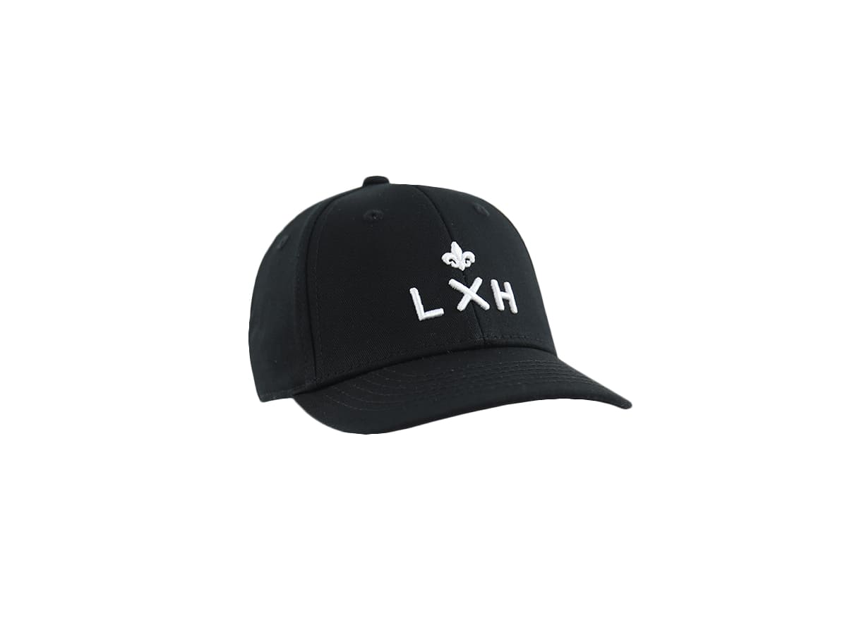 Casquette bébé noire LXH avec logo brodé et visière courbée pour protection solaire
