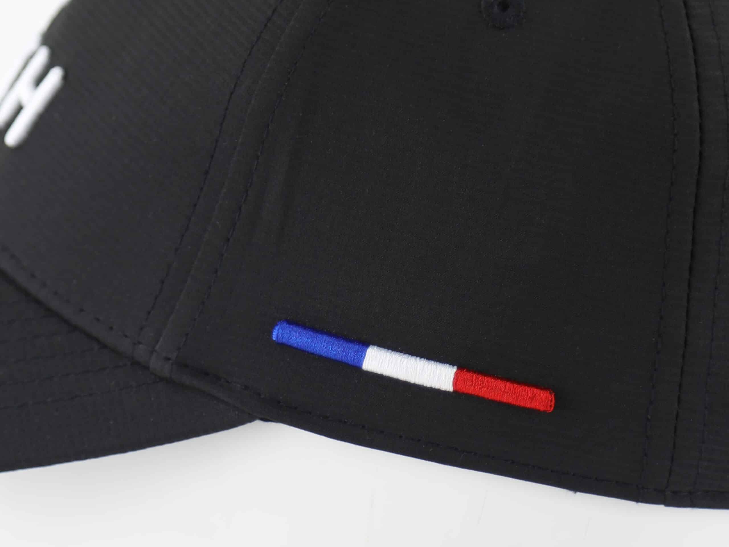 Casquette LXH en Nylon Noir avec broderie tricolore bleu blanc rouge sur le côté