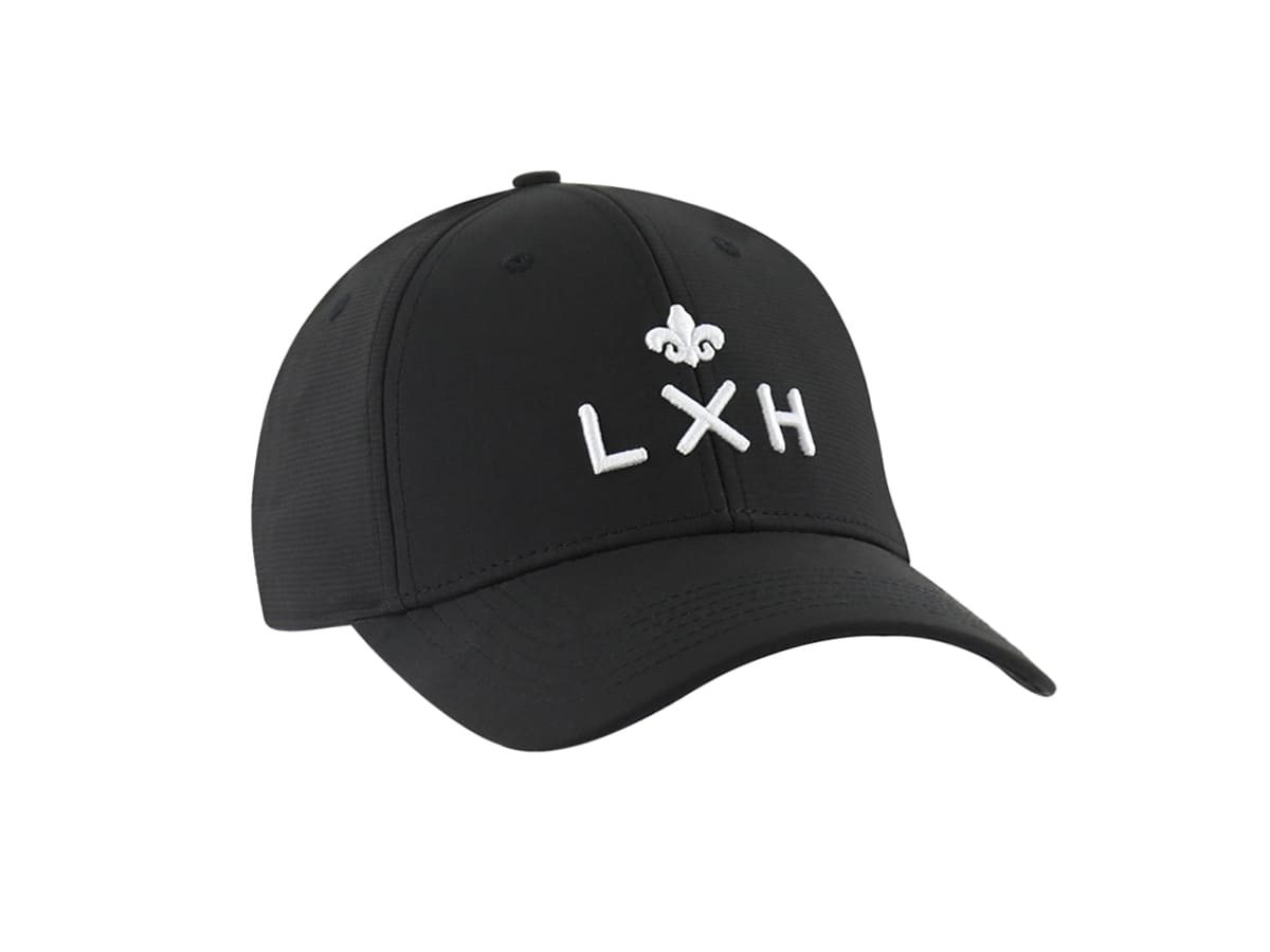 Casquette LXH en Nylon Noir avec logo blanc brodé et design ajustable pour un style moderne