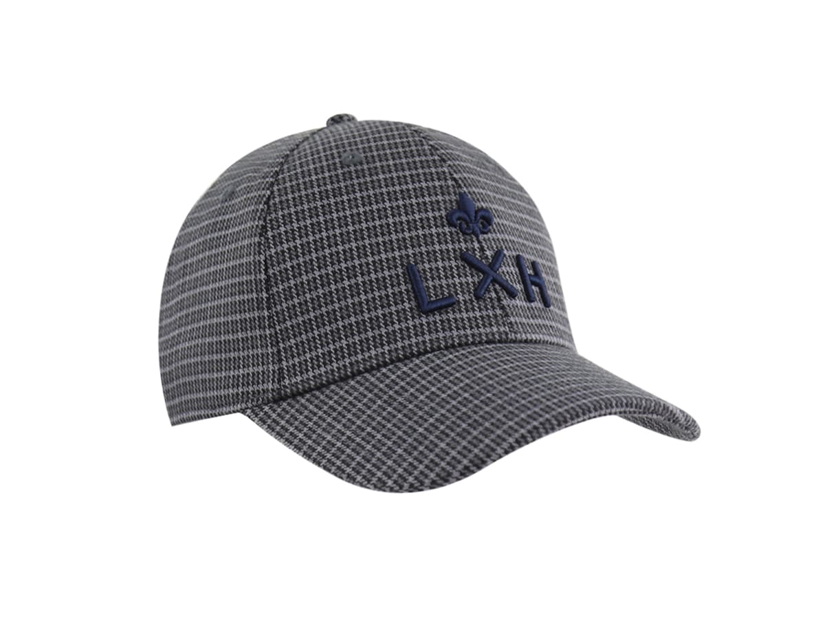 Casquette pied-de-poule homme LXH grise avec logo brodé sur le devant