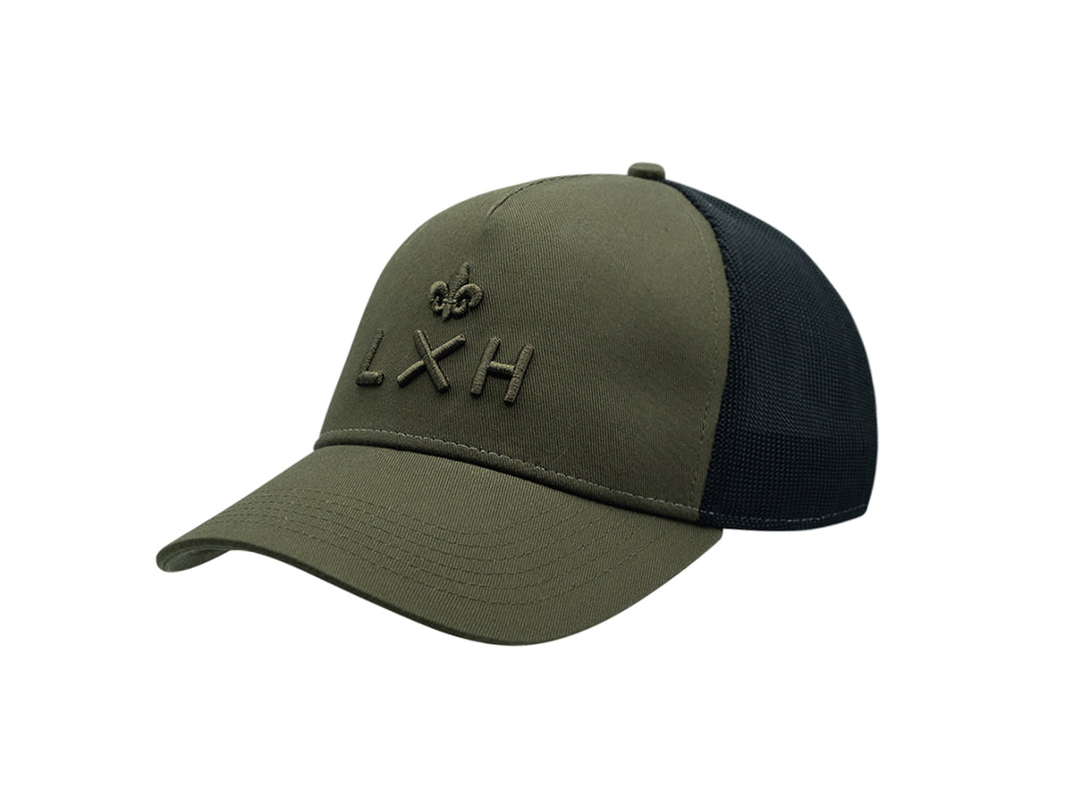 Casquette LXH Ton sur Ton en tissu kaki avec logo brodé et filet noir à l'arrière