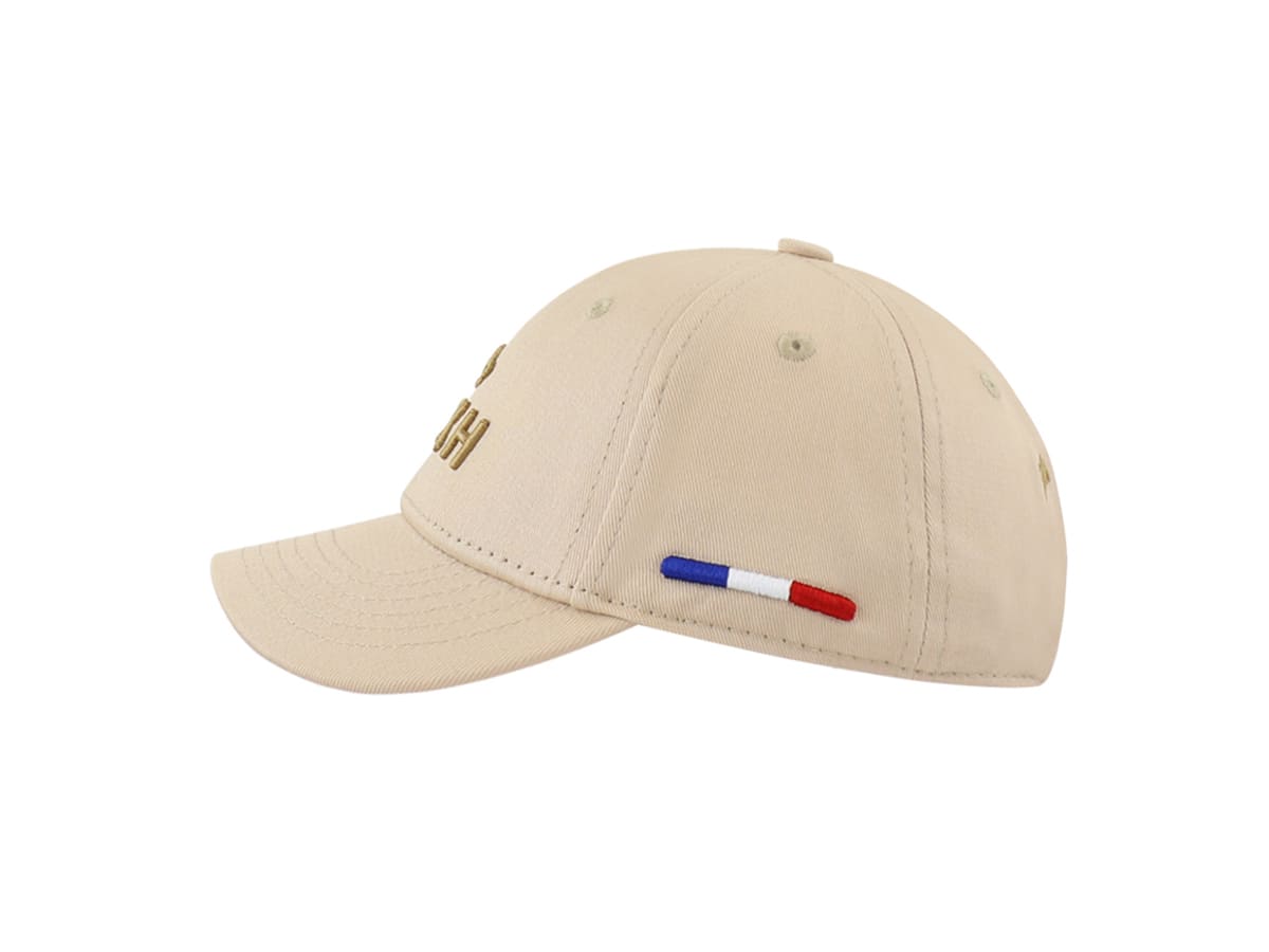 Casquette LXH en coton beige avec broderie et drapeau français sur le côté