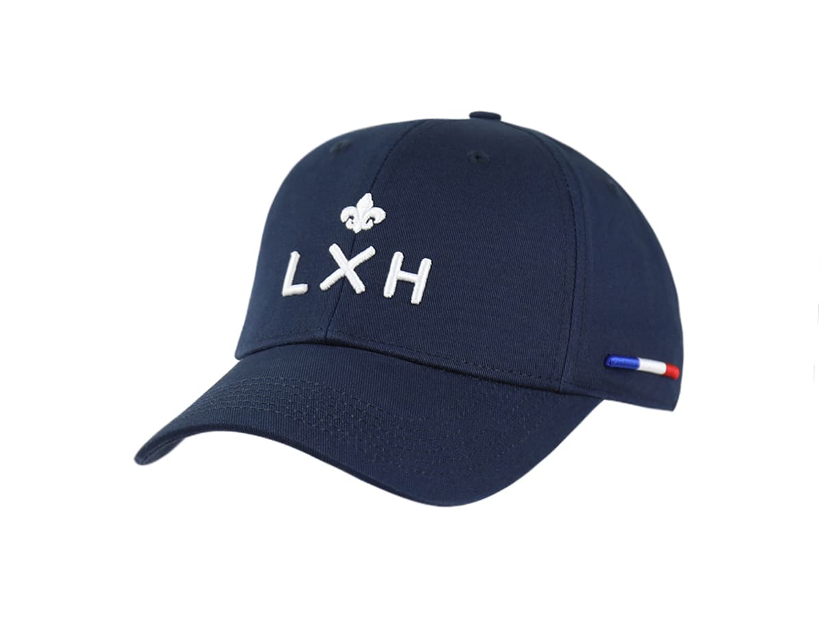 Casquette LXH en Coton Bleu Marine avec logo blanc et drapeau français brodé