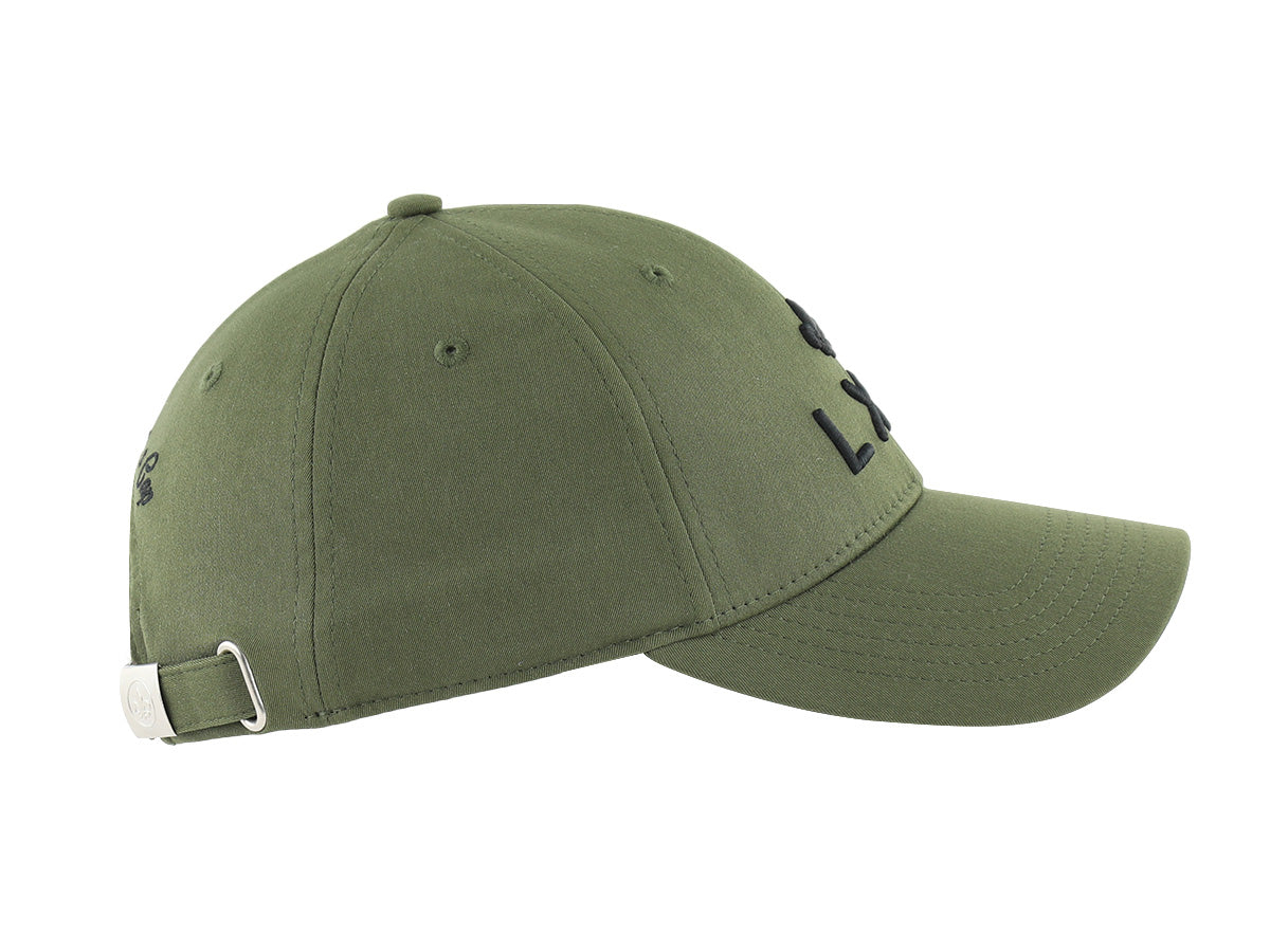 Casquette en coton kaki LXH avec fermeture réglable et logo brodé noir