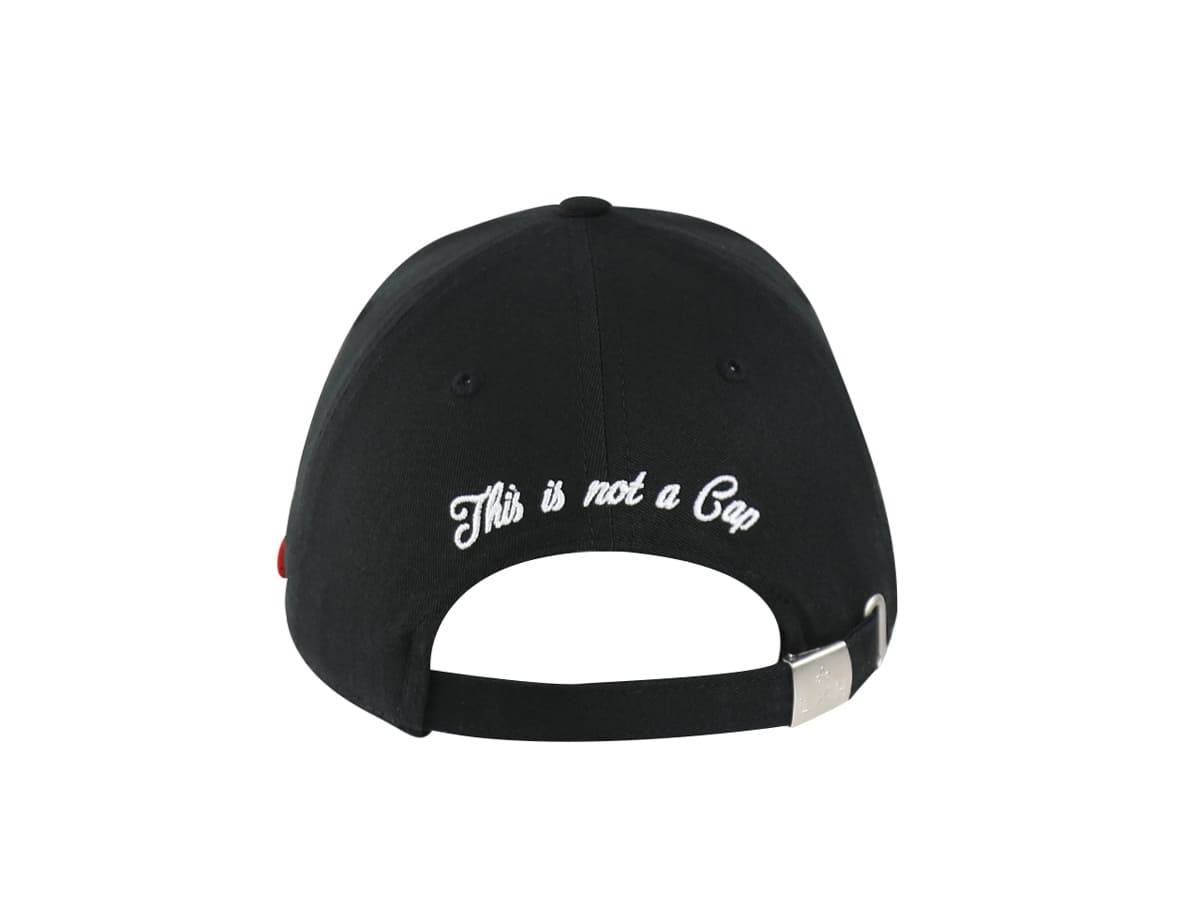 Casquette LXH en coton noir avec fermeture réglable et broderie phrase à l'arrière