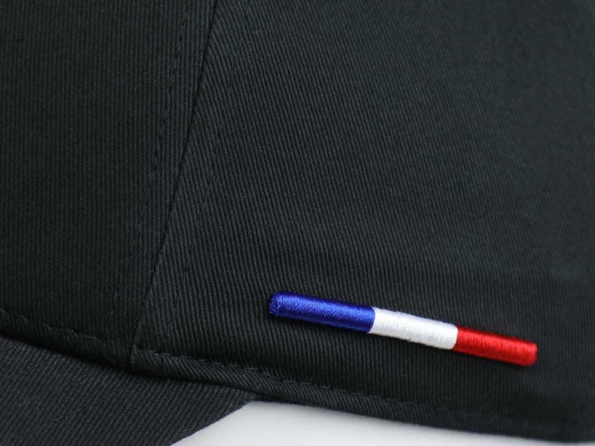 Casquette LXH en coton noir avec broderie drapeau tricolore bleu blanc rouge