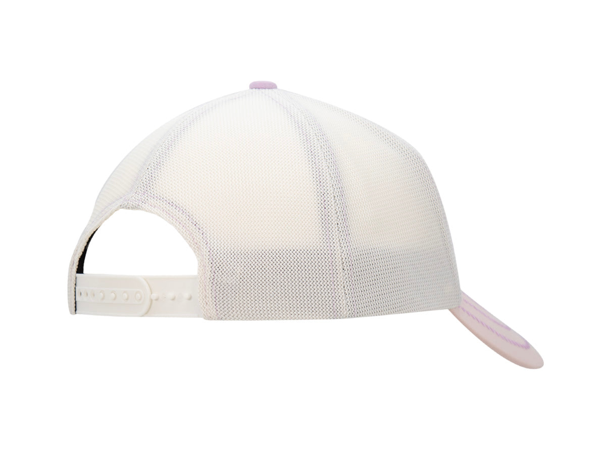 Arrière de la casquette Évasion raisin, mesh blanc et fermeture snapback réglable.