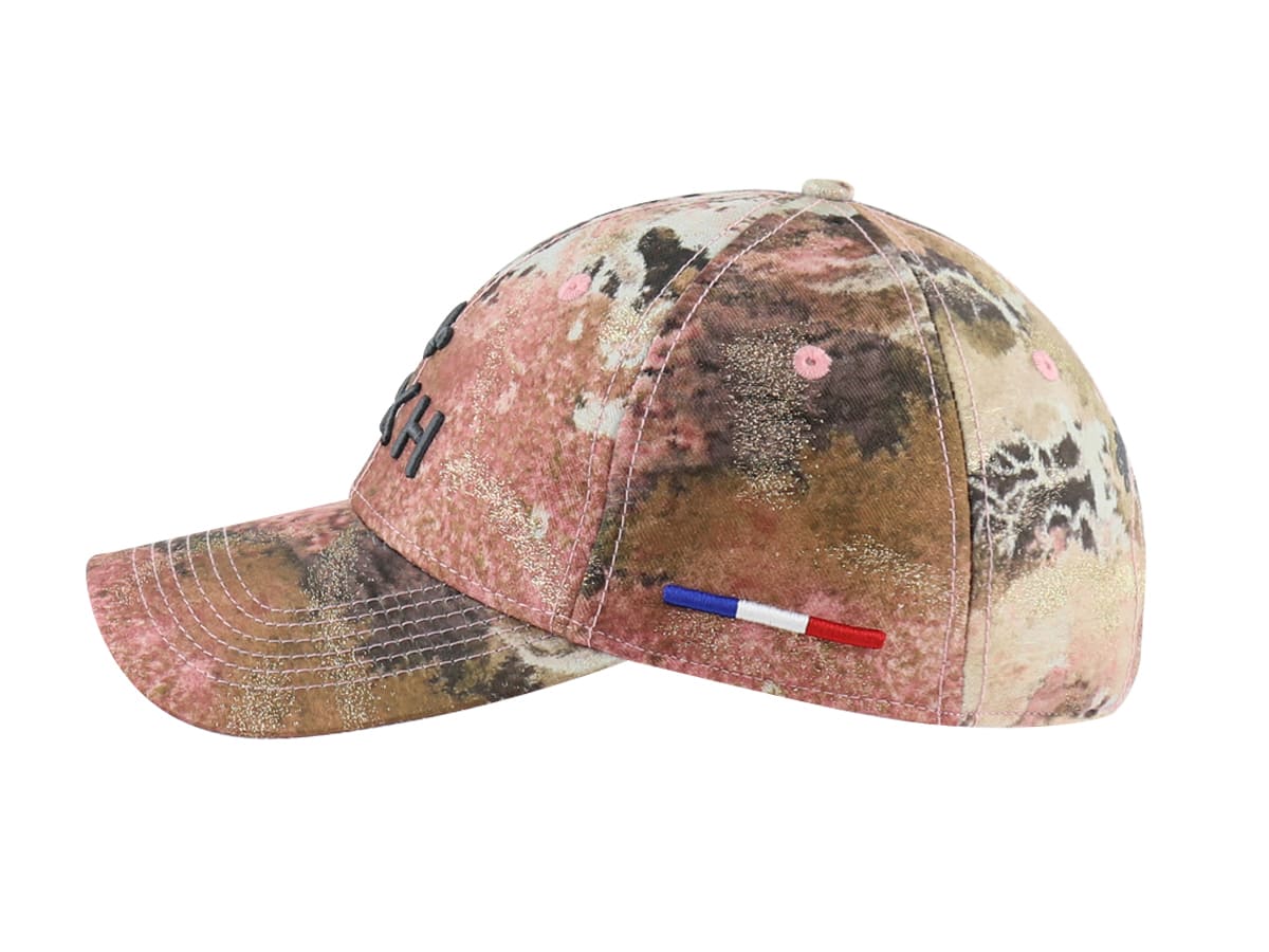 Casquette LXH Minéraux Beige Doré avec motif multicolore et petit drapeau tricolore brodé