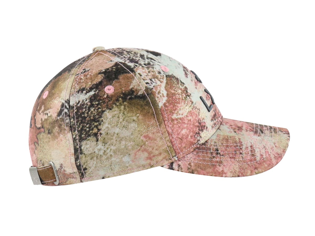 Casquette LXH Minéraux Beige Doré motif abstrait avec fermeture réglable à l'arrière