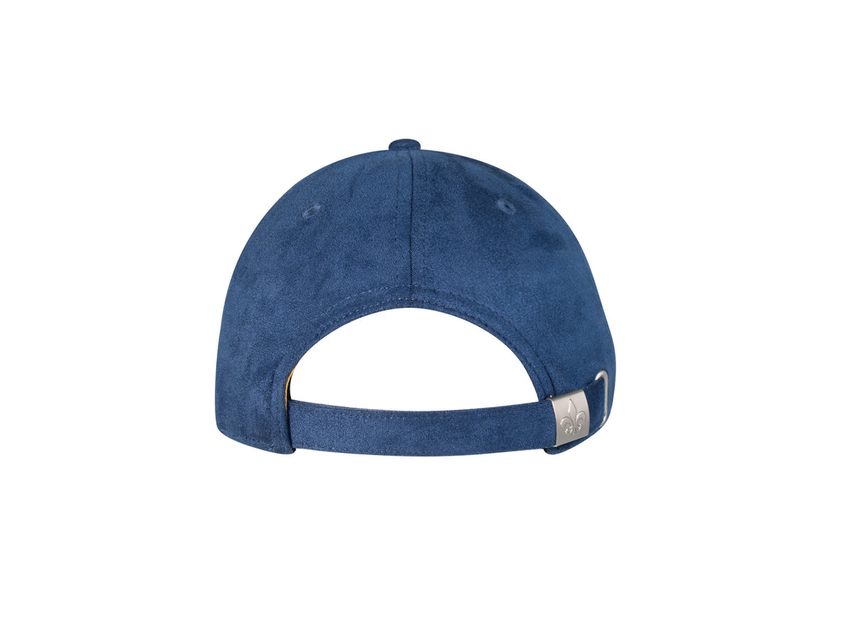 Arrière de la casquette LXH Collector bleue, fermeture ajustable.