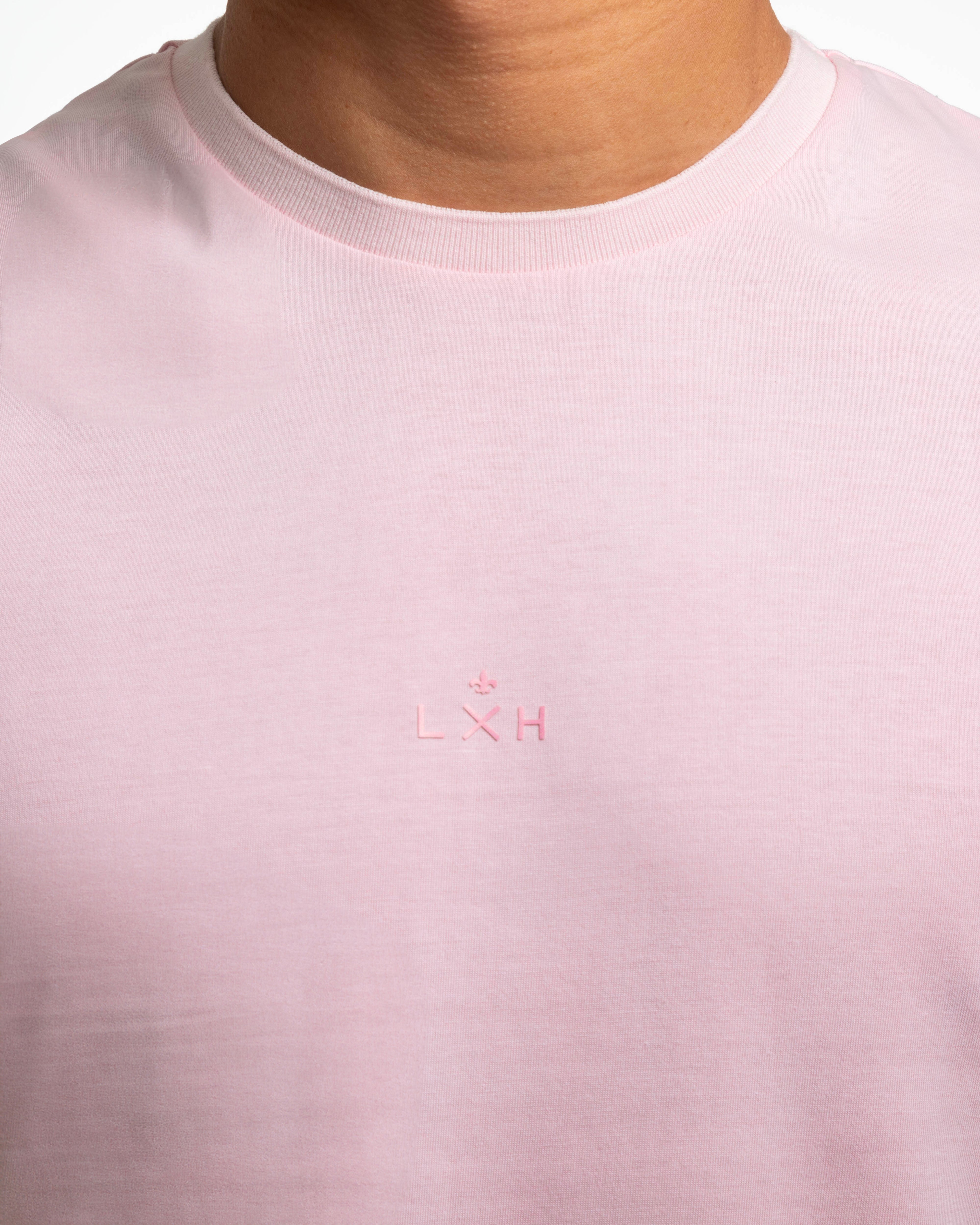 T-shirt Coton rose LXH avec col rond et logo brodé minimaliste au centre