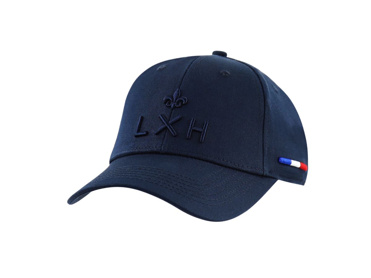 Casquette LXH Ton sur Ton Bleu Marine avec logo brodé et détail drapeau français sur le côté