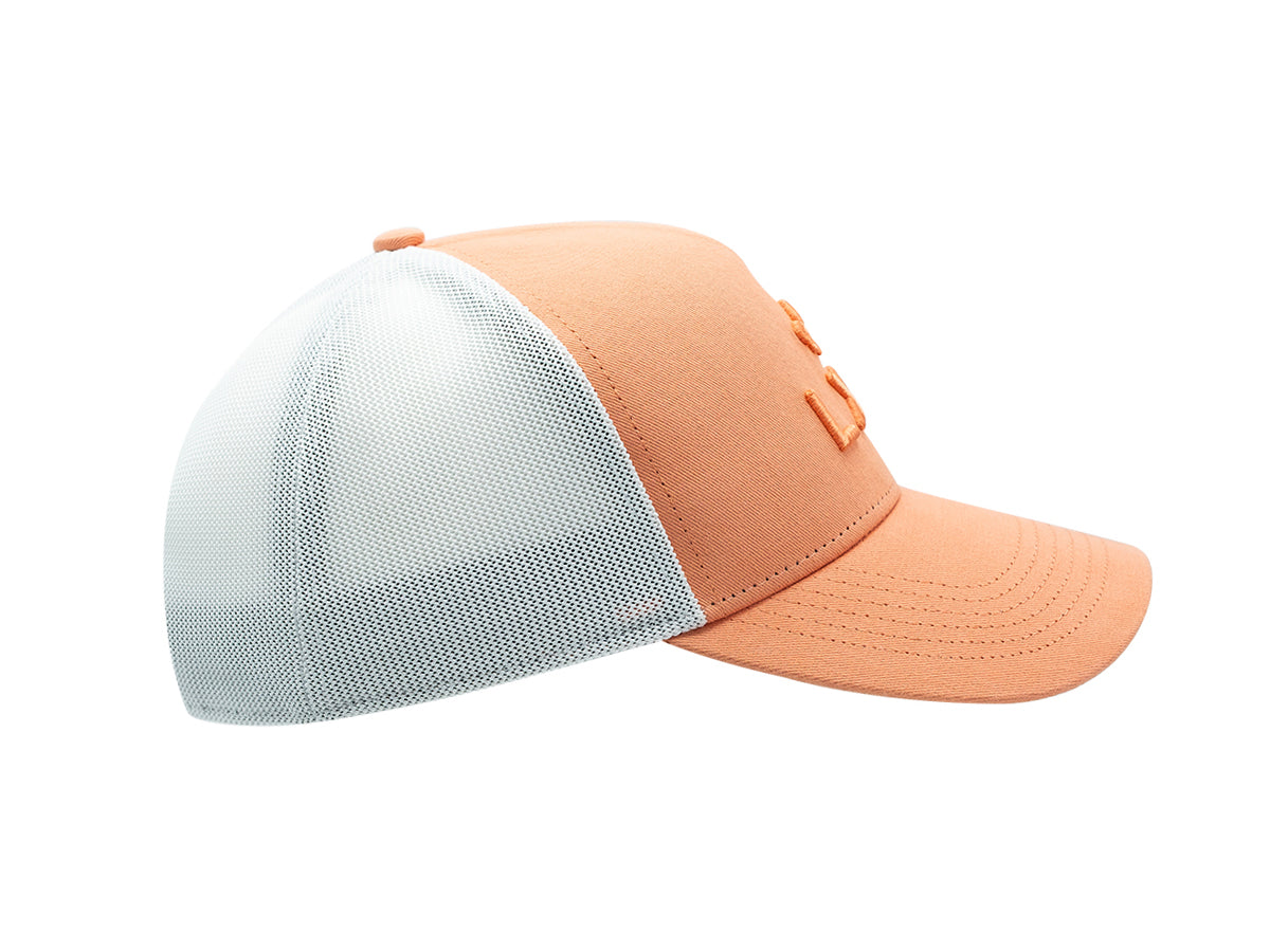 Casquette LXH style Ton sur Ton avec avant orange et maille blanche respirante à l'arrière