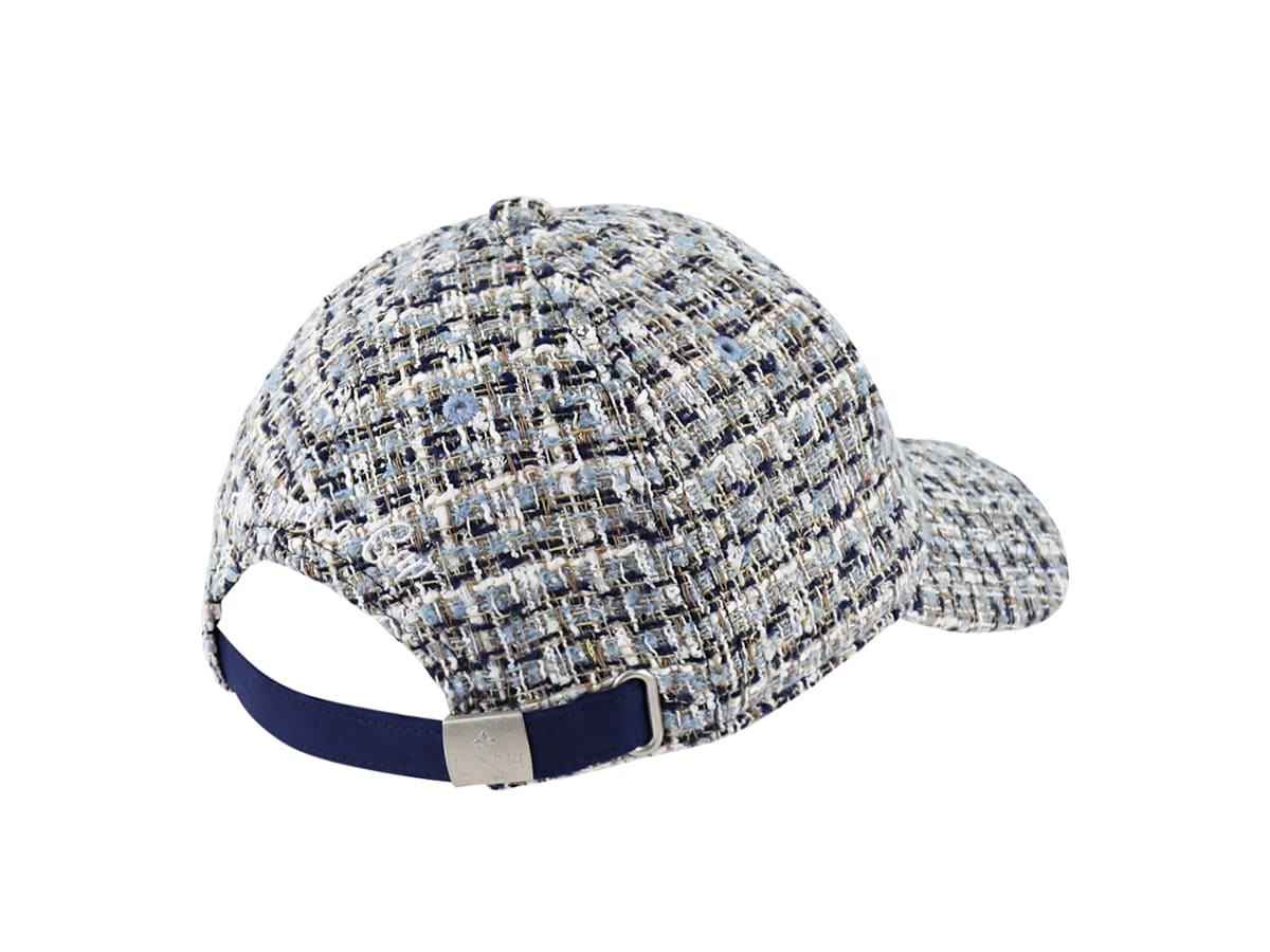 Casquette LXH en Tweed Bleu Nuit avec fermeture réglable et design texturé en tissu