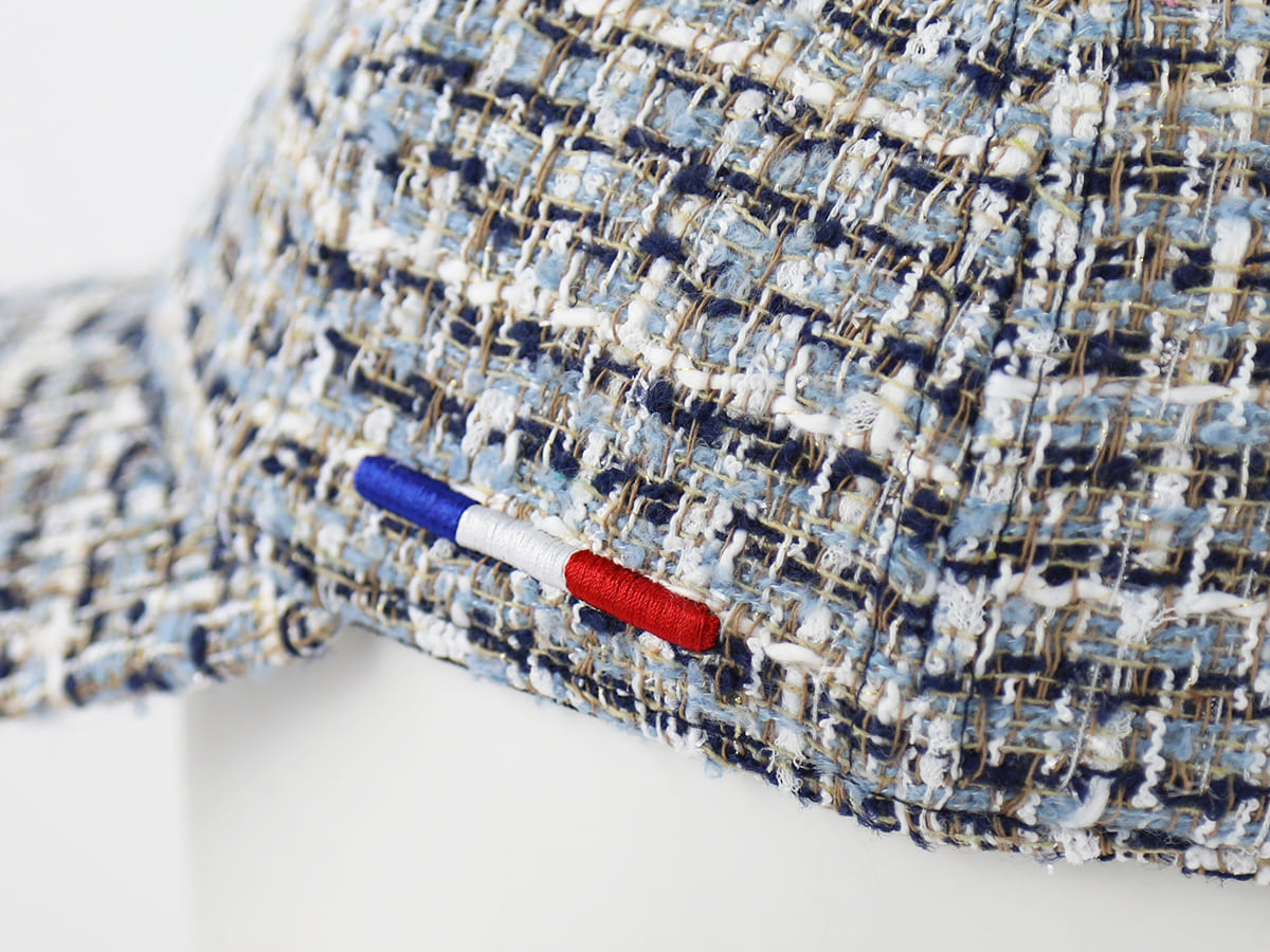 Casquette LXH en Tweed Bleu Nuit avec broderie tricolore style français