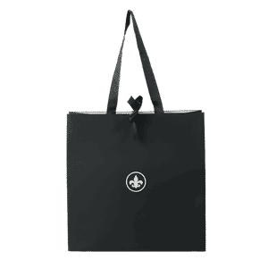 Sac cadeau noir élégant avec logo LXH et anses longues pour emballage cadeau pratique