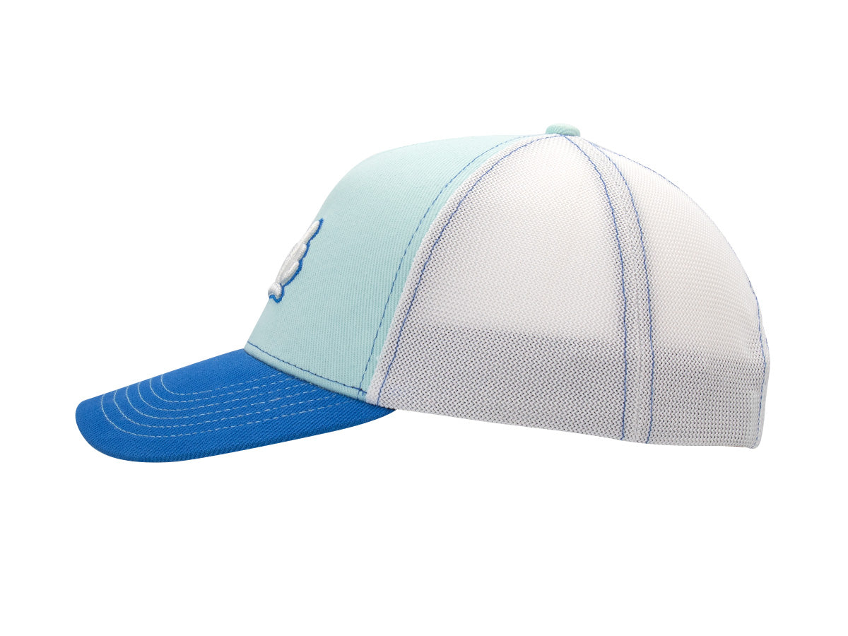 Casquette LXH en coton azur avec visière bleue et logo brodé sur le côté