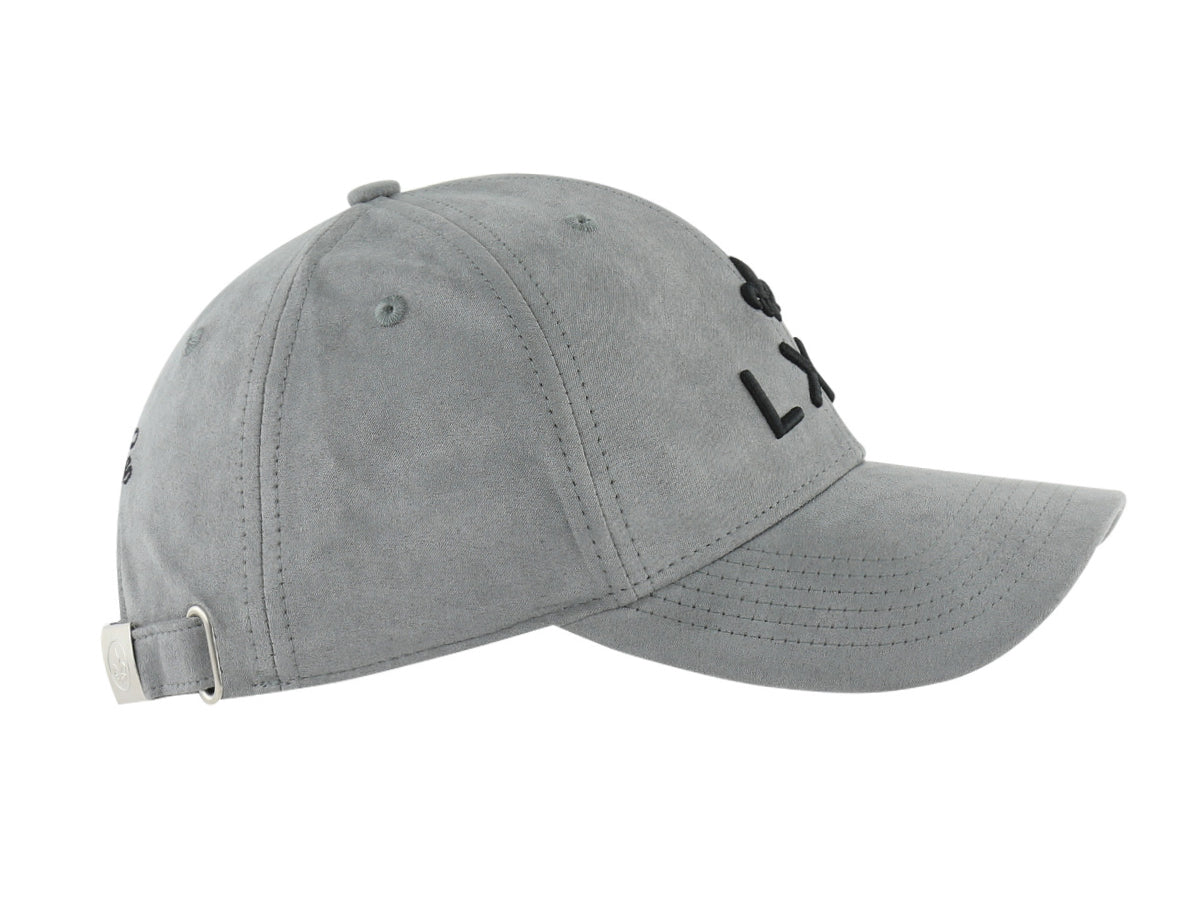Casquette LXH en suédine gris avec logo brodé pour un look tendance
