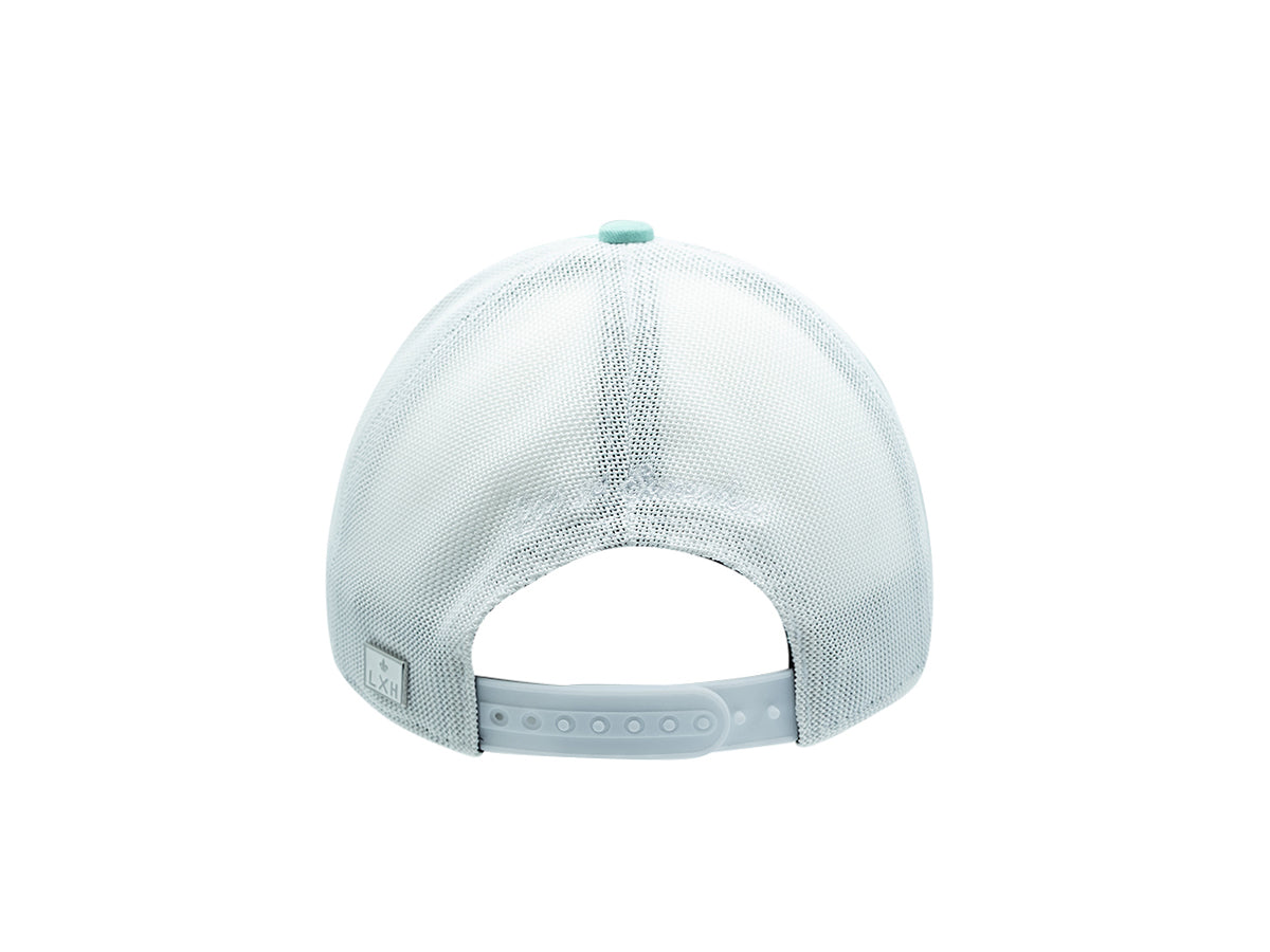 Casquette LXH vue arrière avec fermeture réglable Ton sur Ton Bicolor Turquoise en maille légère