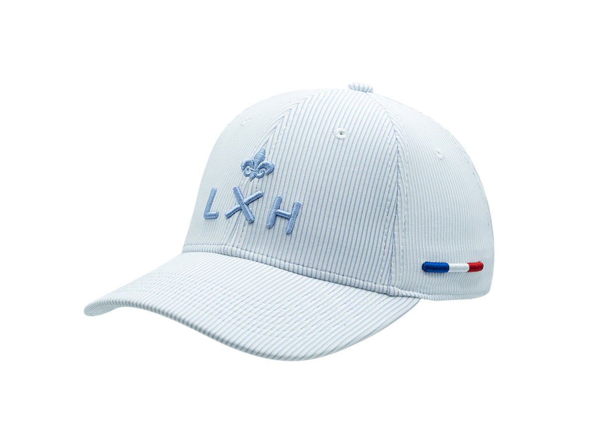 Casquette LXH en bleu clair à rayures, style Ton sur Ton Bleu avec logo brodé