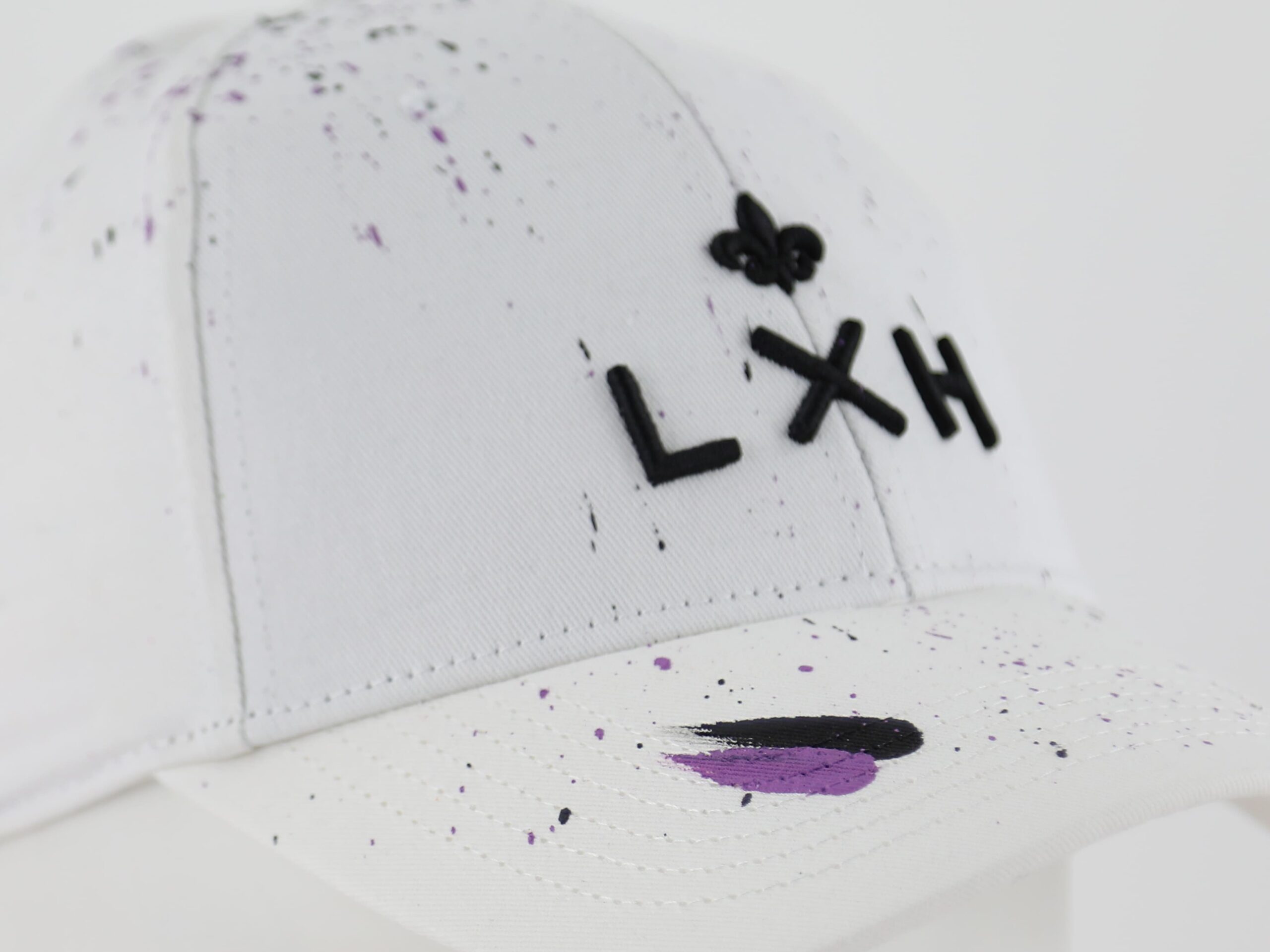 Casquette Art Blanc - Peinture Lilas / Noir LXH Buenos Aires Coton 8