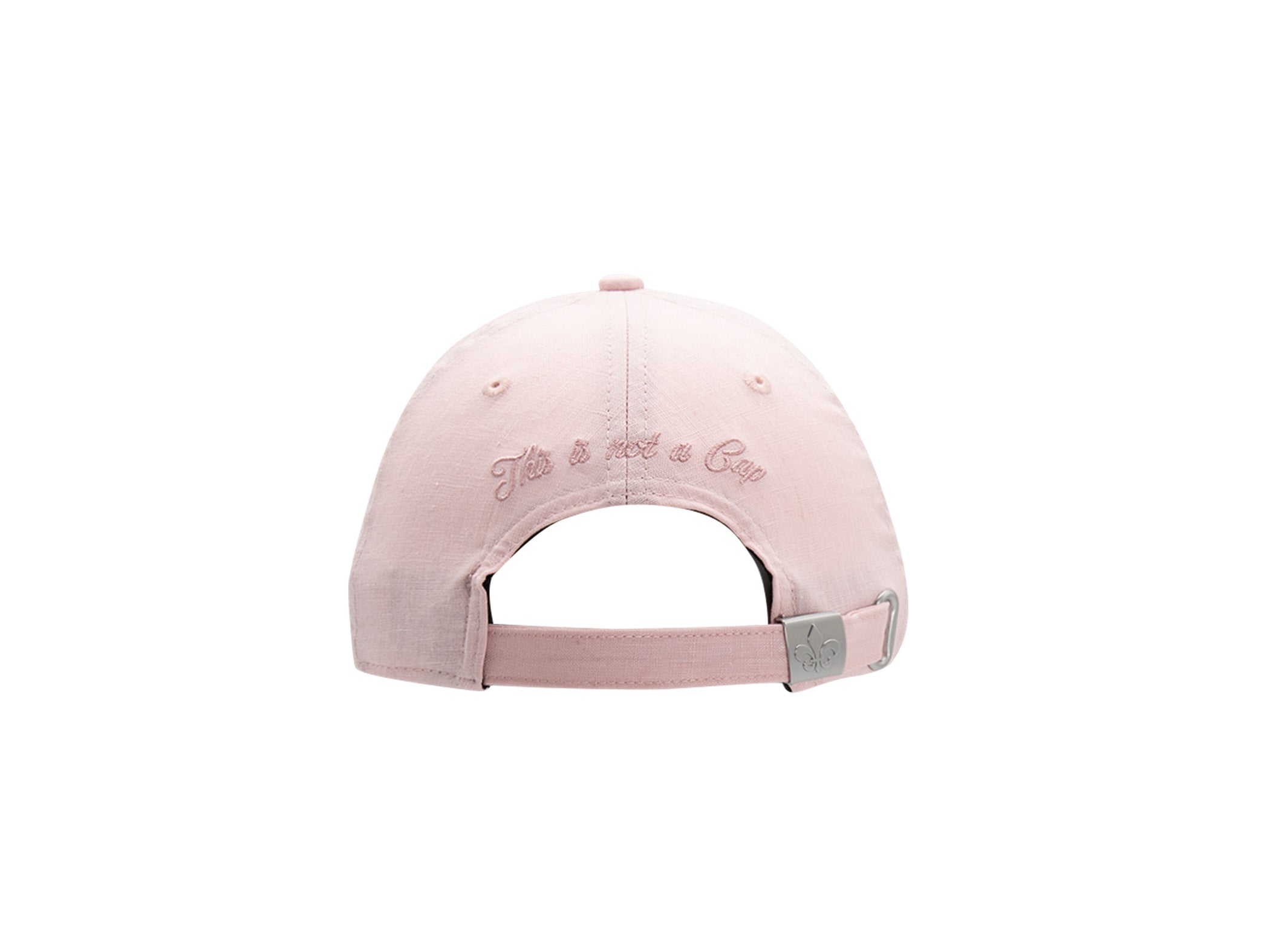Casquette LXH x Monaco GP lin rose poudré dos, broderie cursive This is not a Cap et sangle passant fleur de lys.