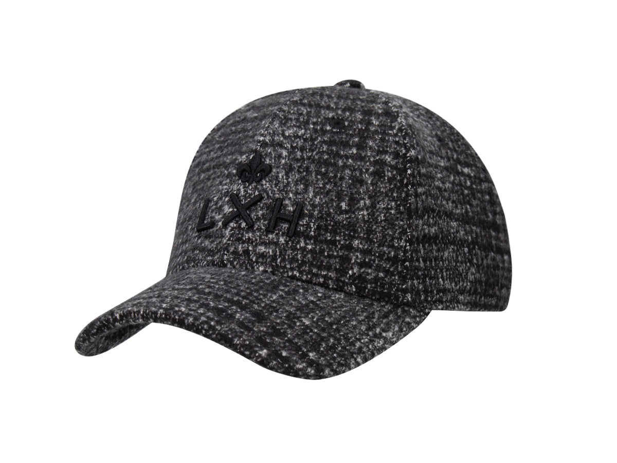 Casquette « Héritage » Ton sur Ton Pied-de-Poule Abstrait Noir de LXH avec un design élégant et moderne